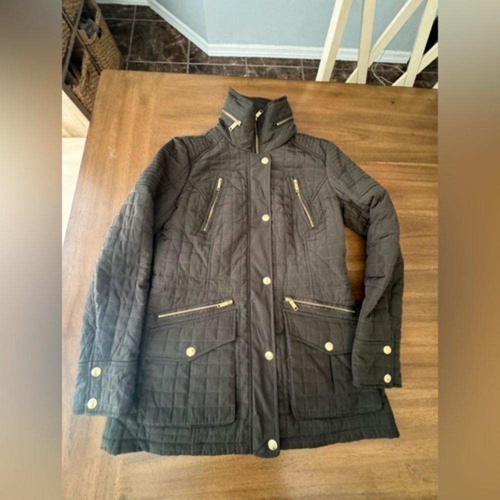 Michael Kors Quilted Zip-Up Jacket with Gold Hardware - XS